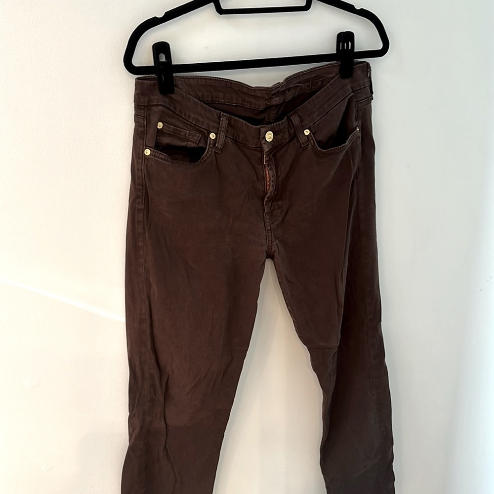 7 for All Mankind brown brushed skin vignette skinny jeans size 32